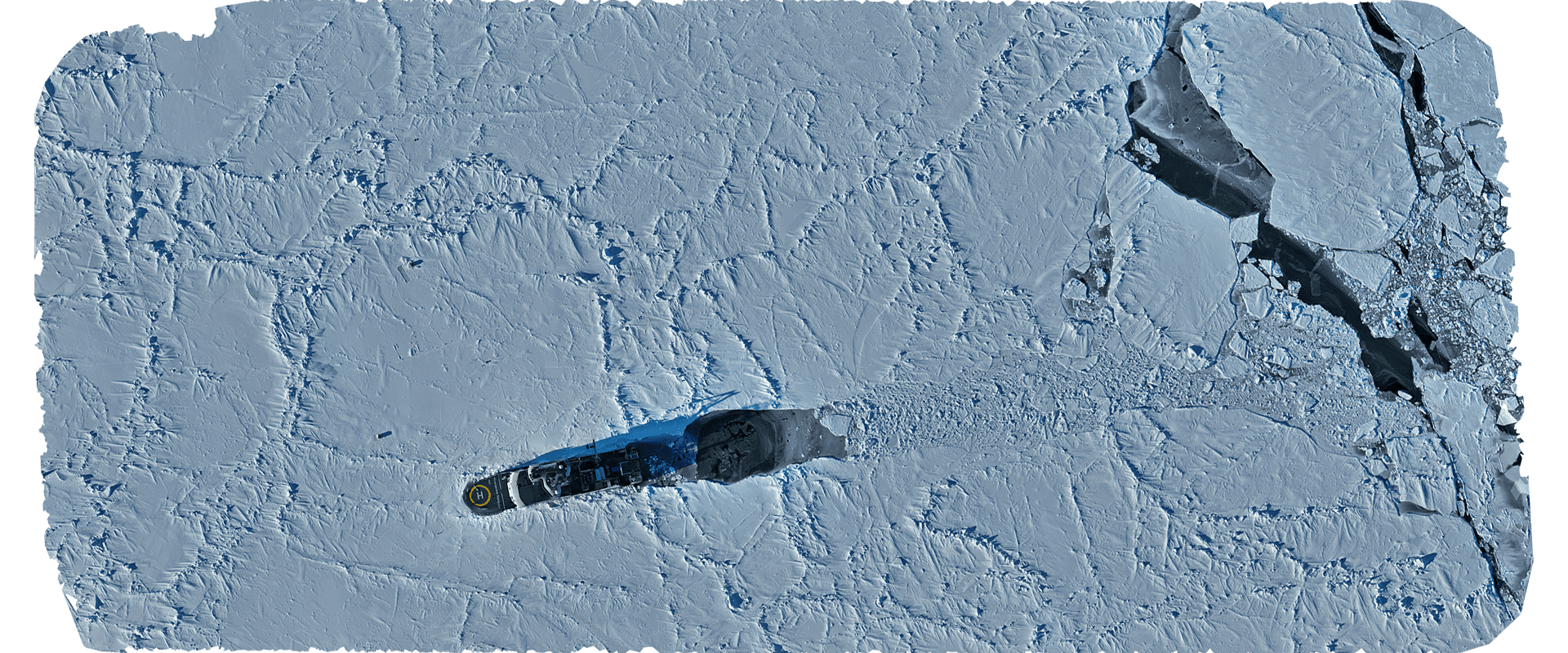 Foto av havis tatt overfra