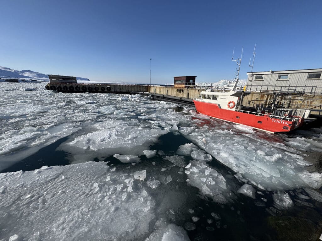 Foto av havis rundt kai